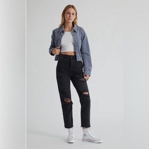 PacSun Women's Black High Waisted Straight Leg Jeans - Black